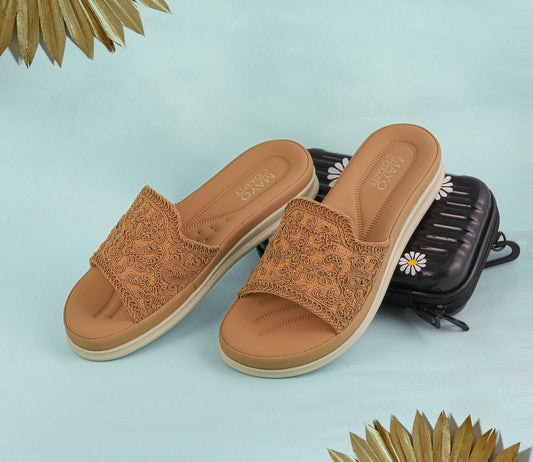 Comfort Embroidered Slide Flats